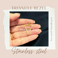 Gold Stainless Bezel Pendant Heart Oval Triangle Moon Round Teardrop Rectangle Gold Bezel